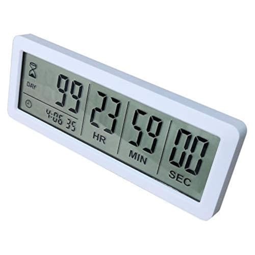 Digital 999 Days Countdown Clock Timer Magnetic Backing for Vacation White