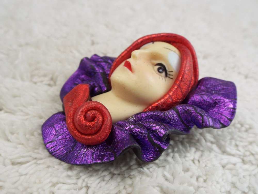 Purple Red Lady Figural Pin (B48)