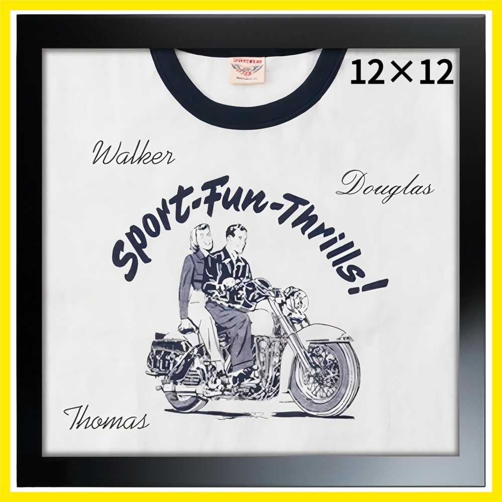 T-Shirt Display Frame for Front Graphics up to 12" x 12", Solid Wood Shadow B...