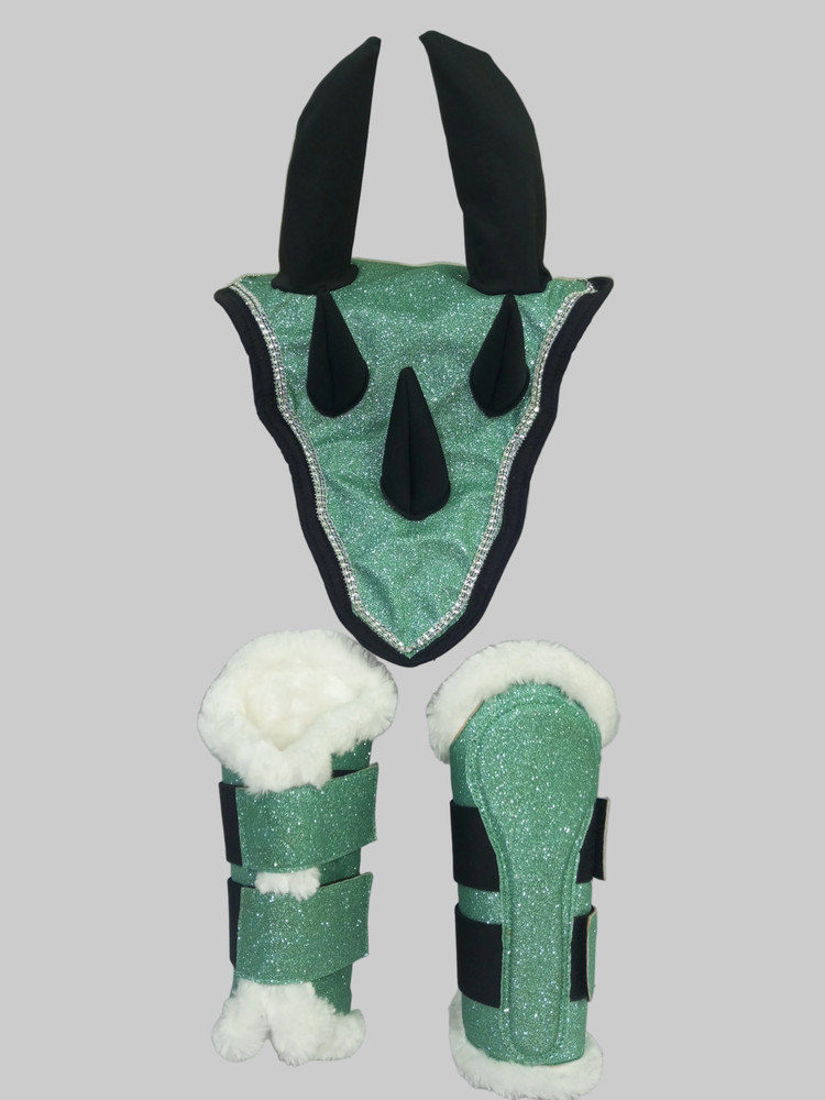 Dragon Saddle Pad Set with Ear Bonnet and Blushing Boots