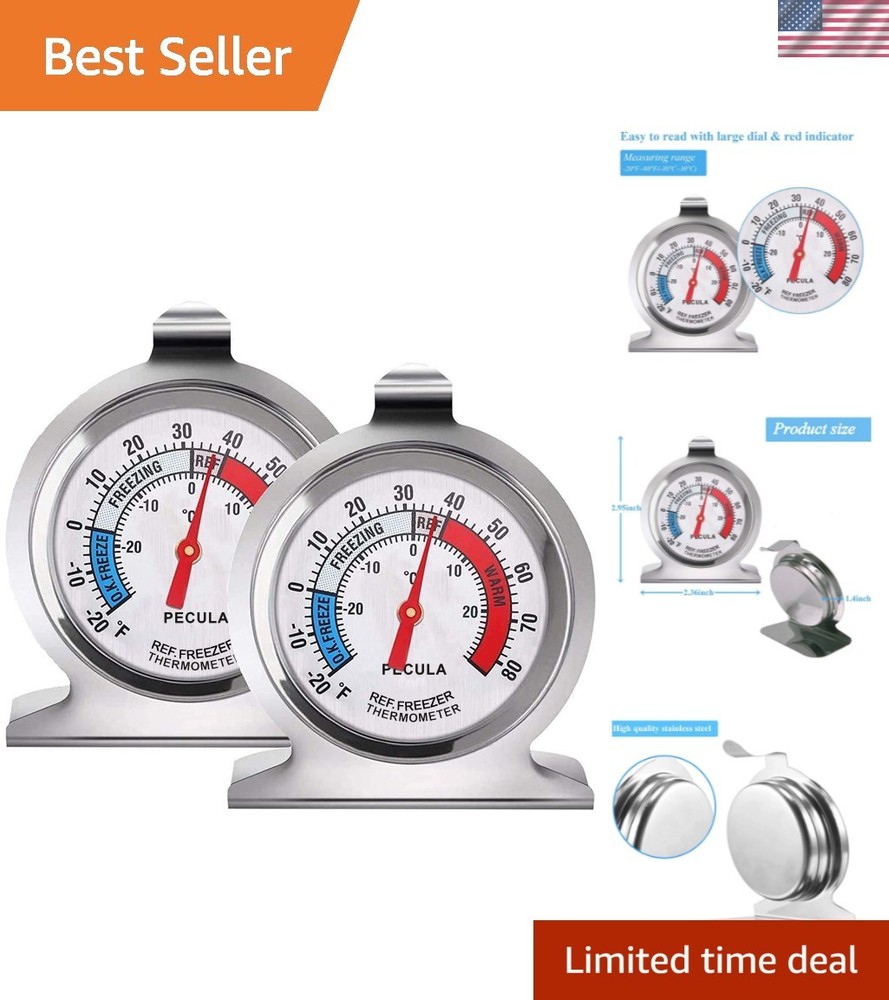 2-Pack Dual Temperature Refrigerator Thermometer – Instant Read & Easy Use