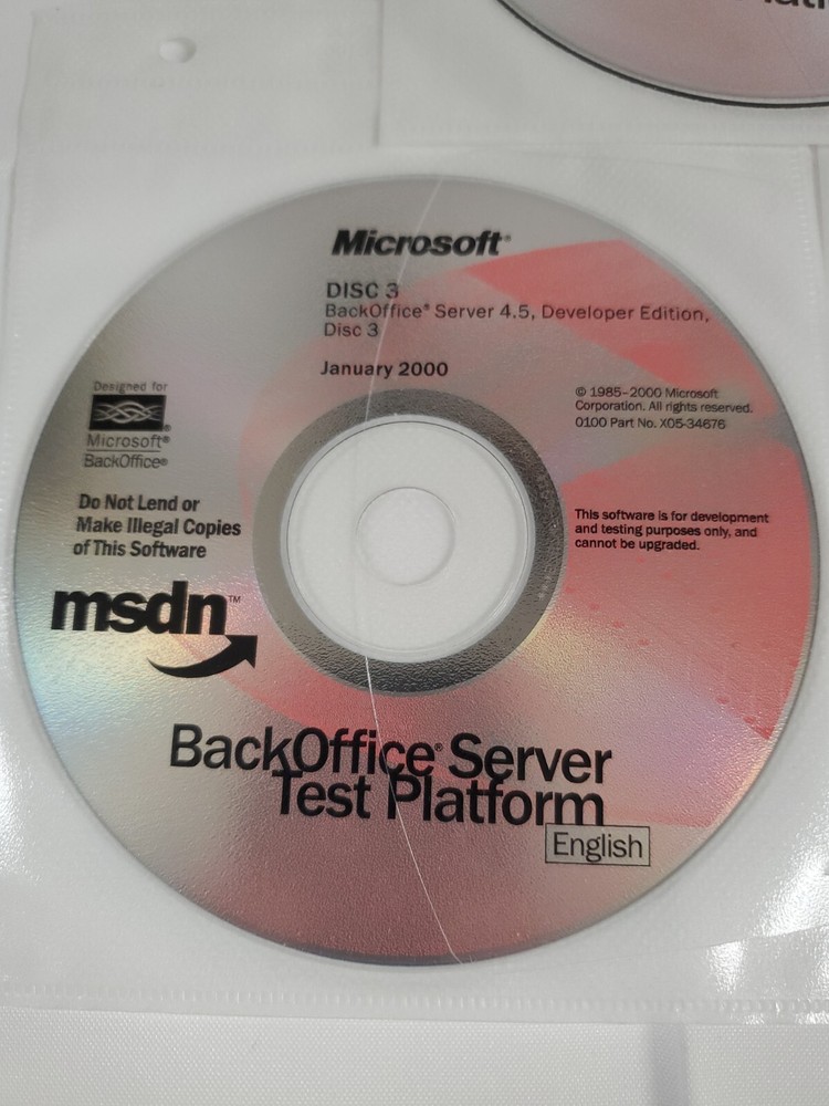 Microsoft Msdn BackOffice Server 4.5 Test Platform 2000 3 Disc Set 1-3-5 NEW