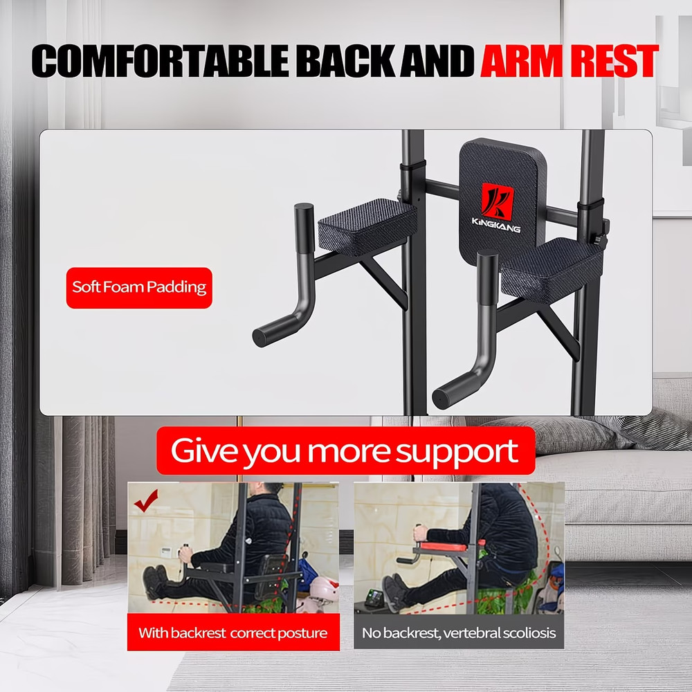 Adjustable Height Power Tower Dip Station,Multi-Functional Strength Training F