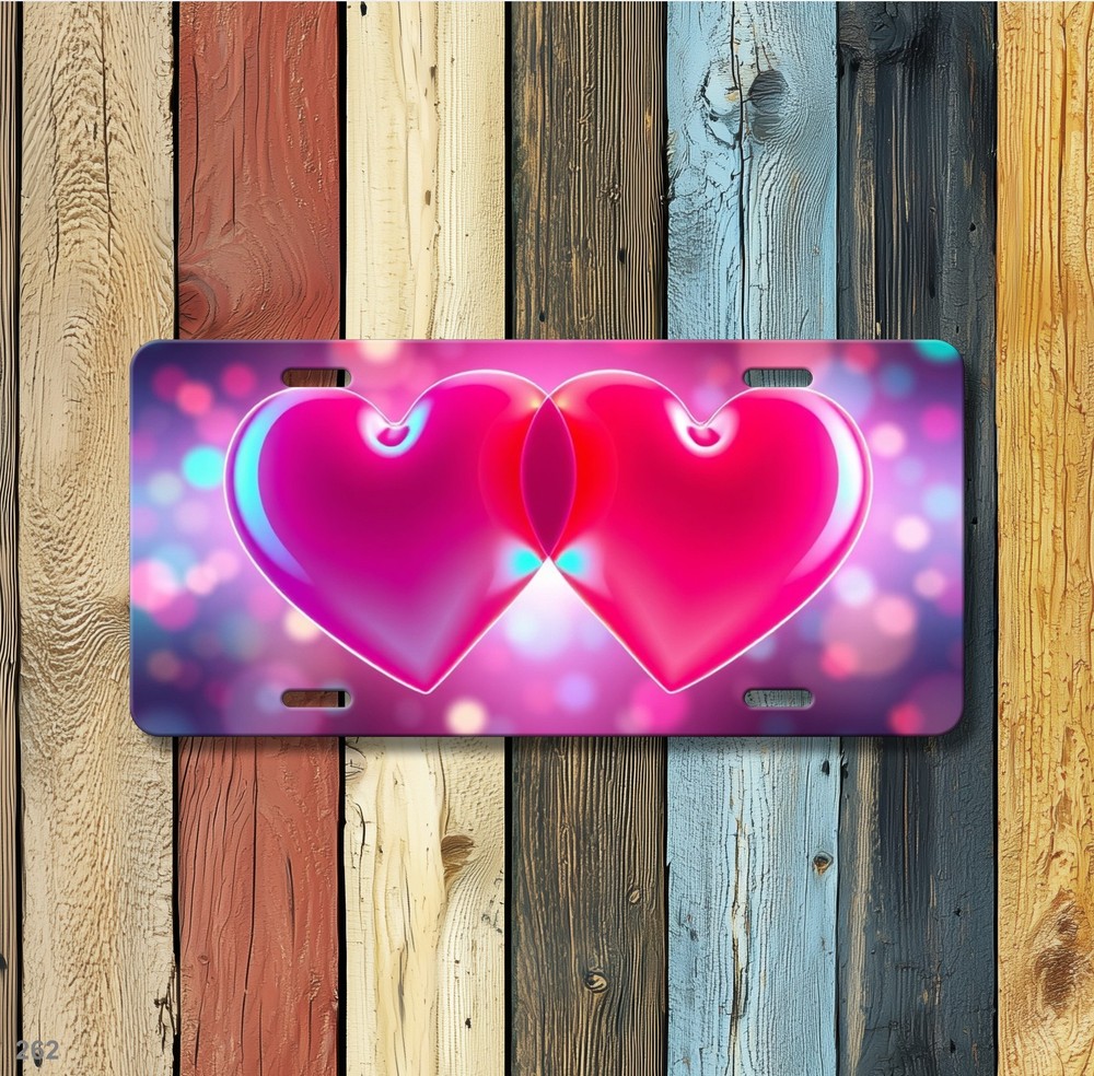 Stunning Two Hearts Style Custom Text License Plate Editable Auto Tag