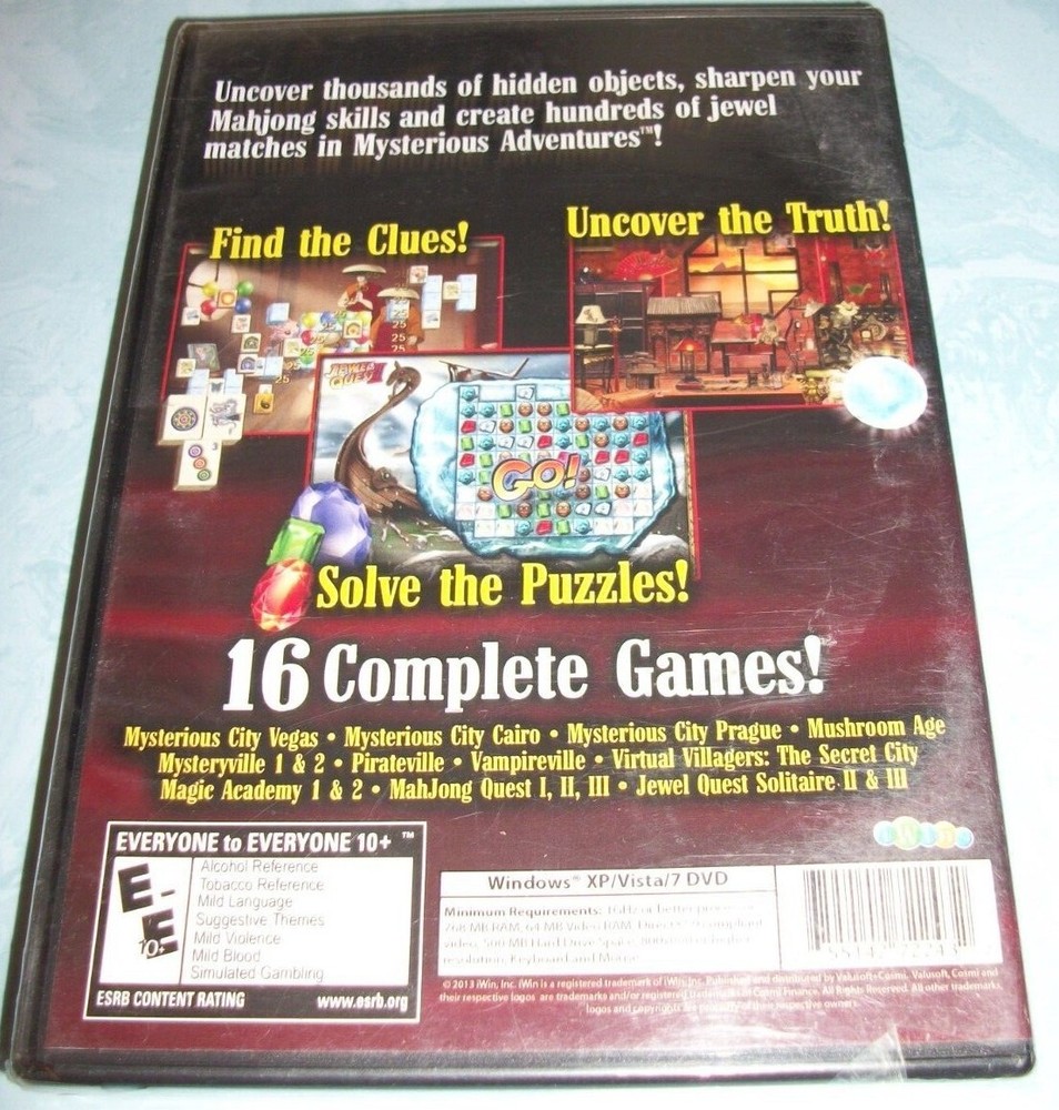 Mysterious Adventures 16 Complete Games (Windows PC DVD-ROM, 2013) New Unopened!