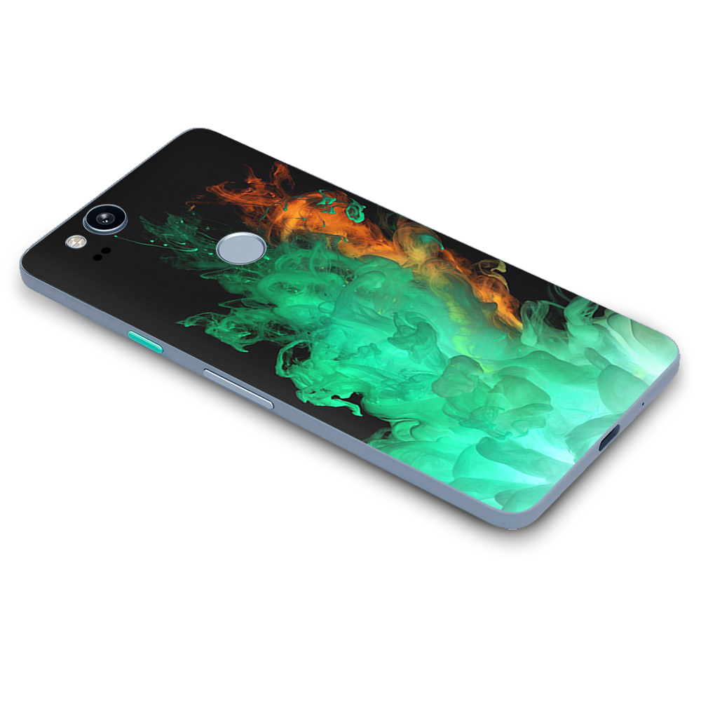 Google Pixel 2 Skins Decal Wrap Orange Green Smoke