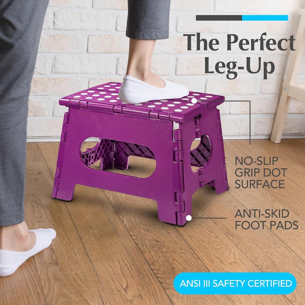 Folding Lightweight Step Stool Sturdy Enough to Support Adults & Safe Enough