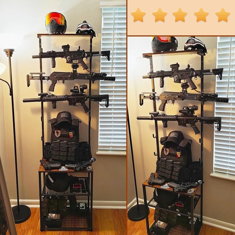 Durable Floor Gun Rack Metal Vertical Holder Easy Assembly Display Gun Storage