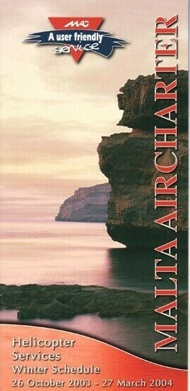 Malta Air Charter timetable 2003/10/26 (helicopter)