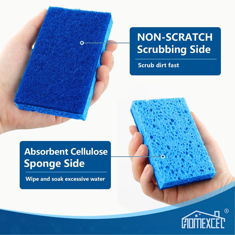 HOMEXCEL Sponges Kitchen 24pcs, Non-Scratch Scrub 24 Count, Blue-rectangle