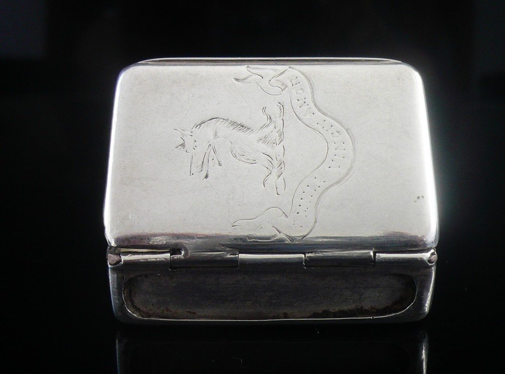 Sterling Silver Vesta Box Case, Changeable Striker, CRESTED, Antique 1892