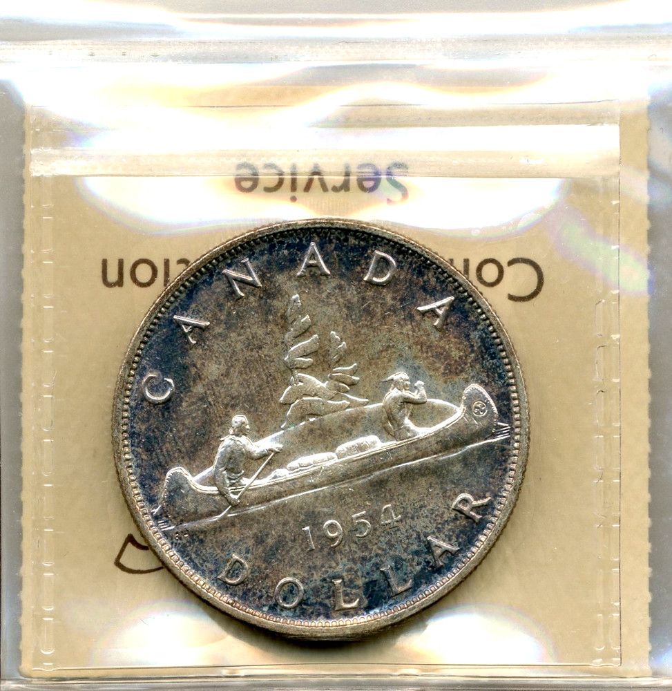 1954 Canada $1, Choice Uncirculated, ICCS MS64, nice toning