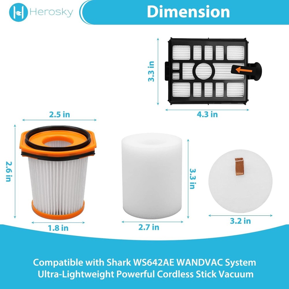 WS642AE Filter Foam Kit for Shark WS642AE Wandvac System Ultra