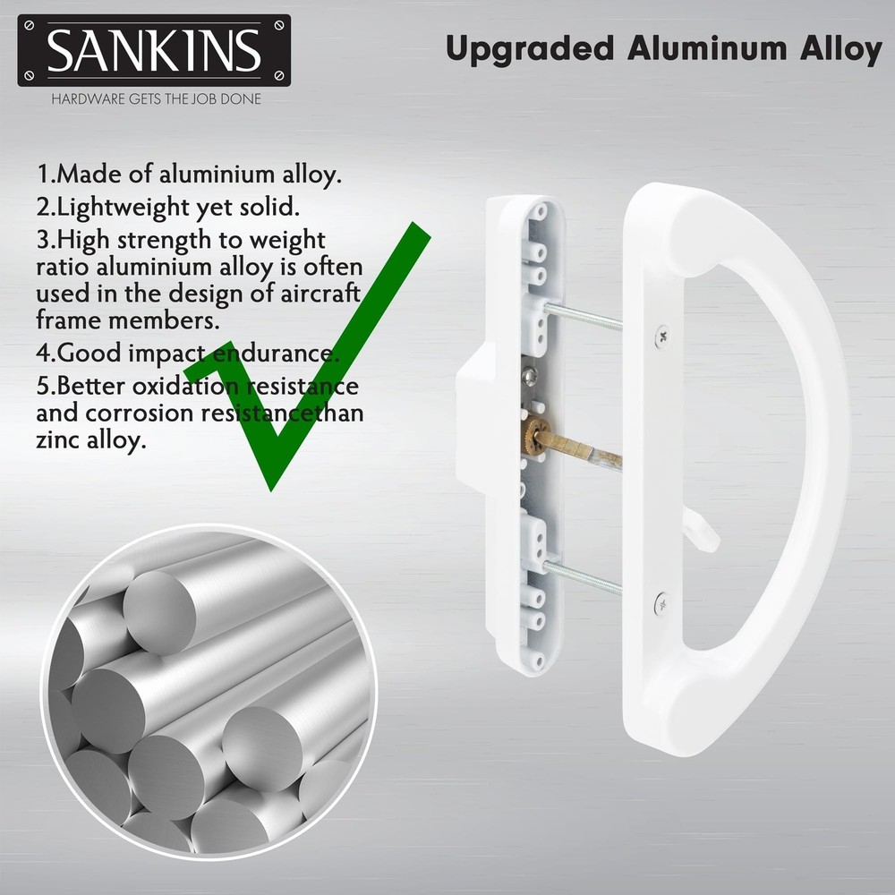 Sliding Patio Door Handle Pull Set with Key Cylinder, Replacement Sliding Doo...