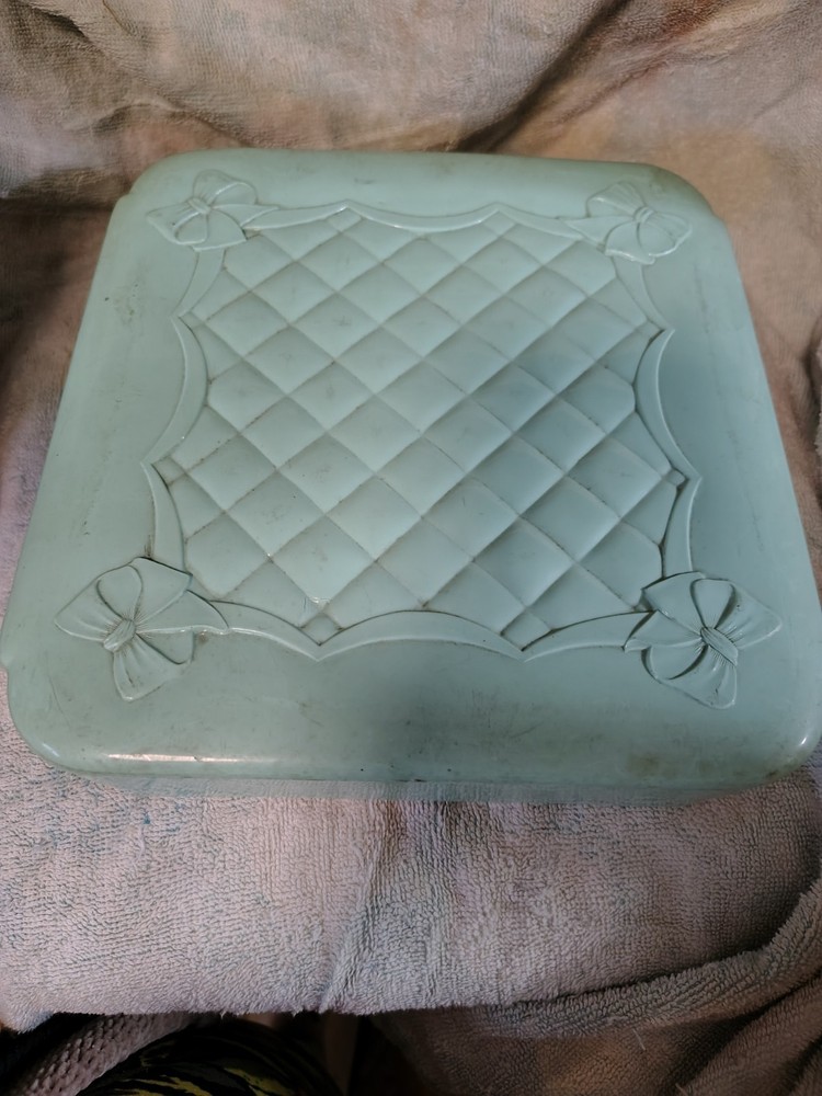Superlon Vintage Plastic Vanity Sewing Box  Mint Green