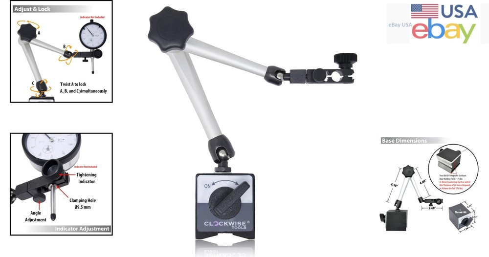 Magnetic Indicator Stand with High Pull Force, Adjustable for Accurate Readings