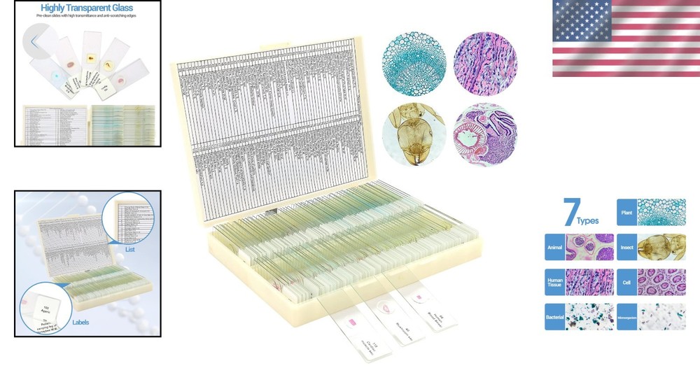 Beginner’s Microscope Slide Collection: 120 Specimens for Exploration & Learning