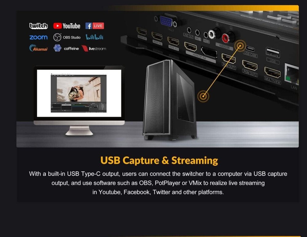 AVMATRIX HVS0401E Micro 4 Channel HDMI/DP Video Switcher