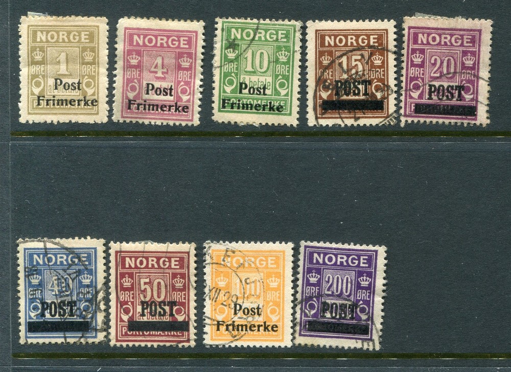 Norway #136-144 Postage Due Overprints Complete Set [Used]