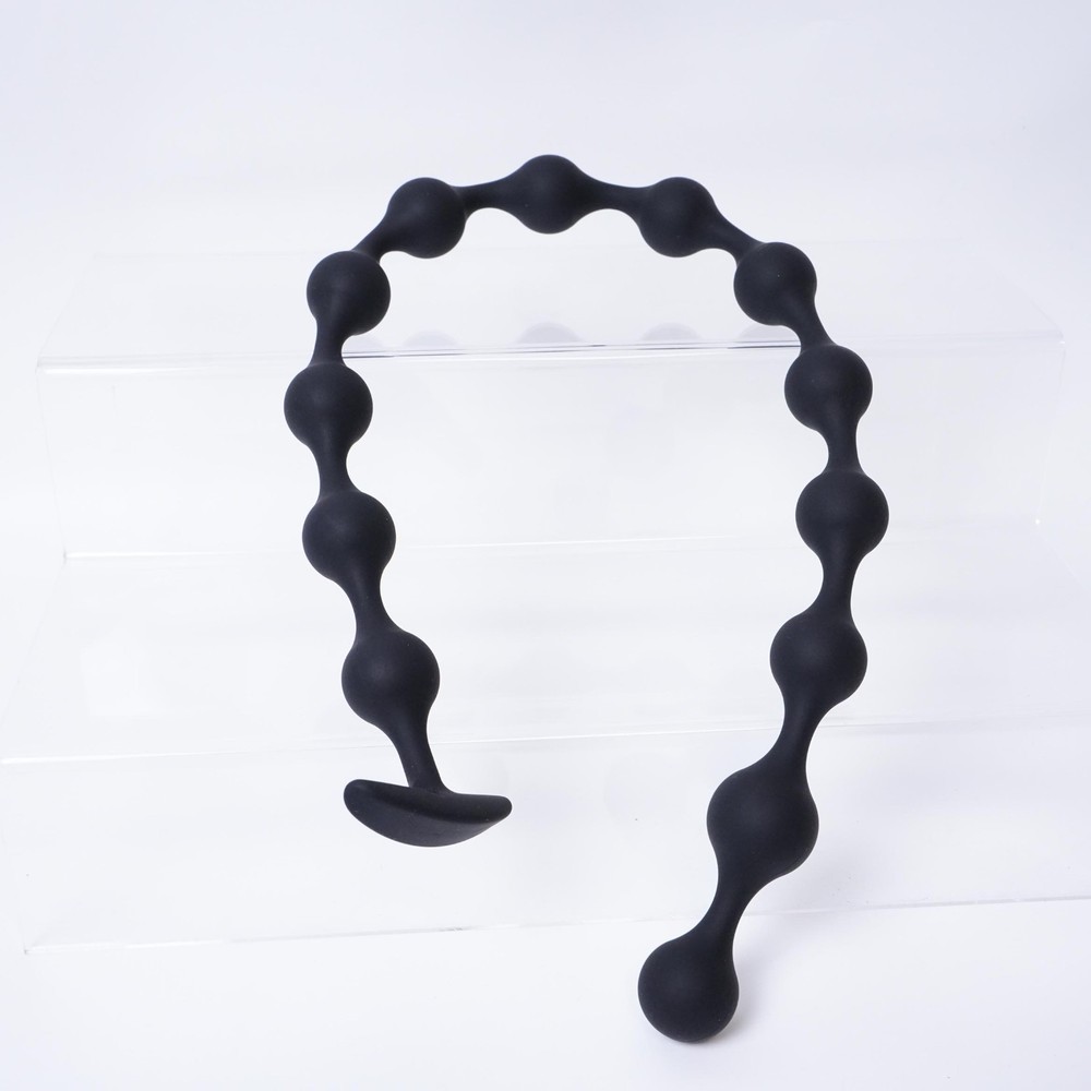 Soft Silicone Beads Plug Long Black Balls Plug Extreme Spreader Dilator