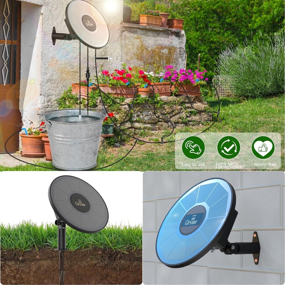 50ft Solar Drip Irrigation Automatic Watering System 2200mAh Battery 6 Timer