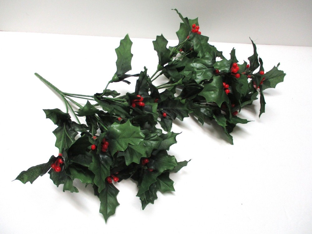 Two Silk Holly Stems - 14"
