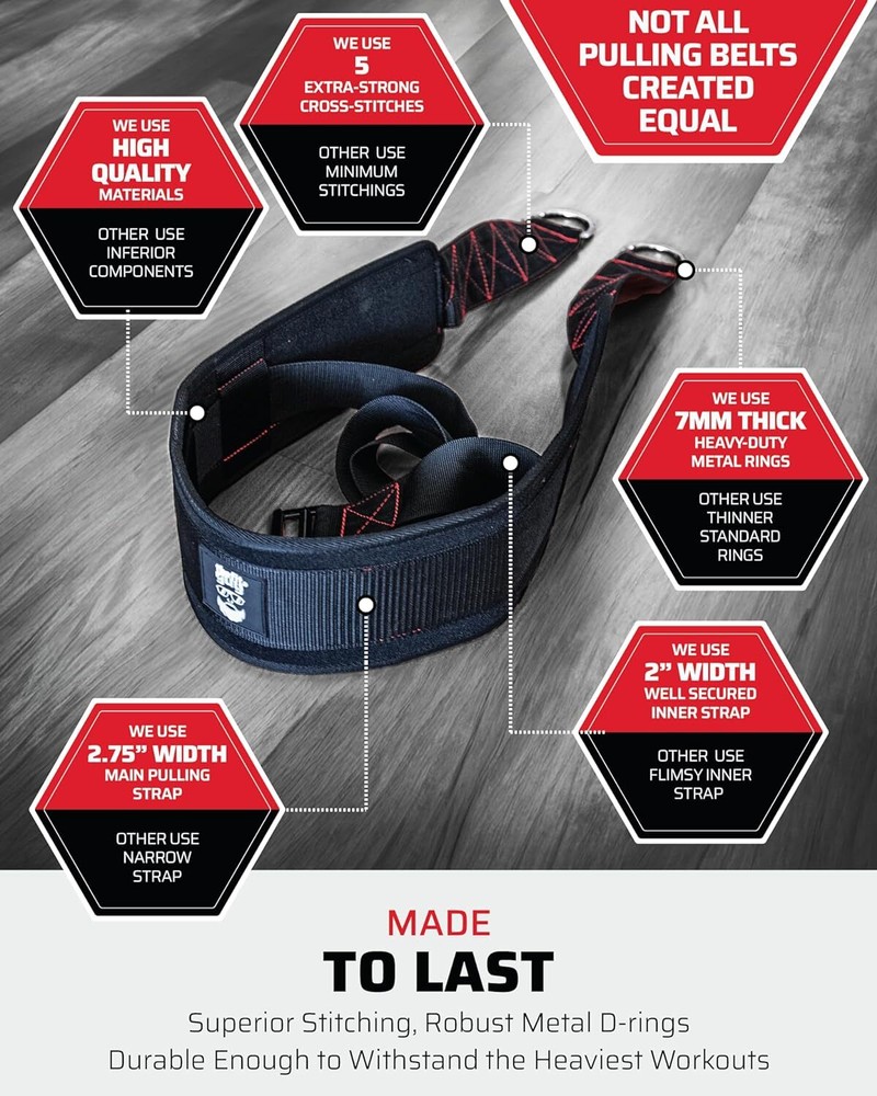 THEFITGUY Sled Pulling Belt, Adjustable Closure, 2 Straps & 4...