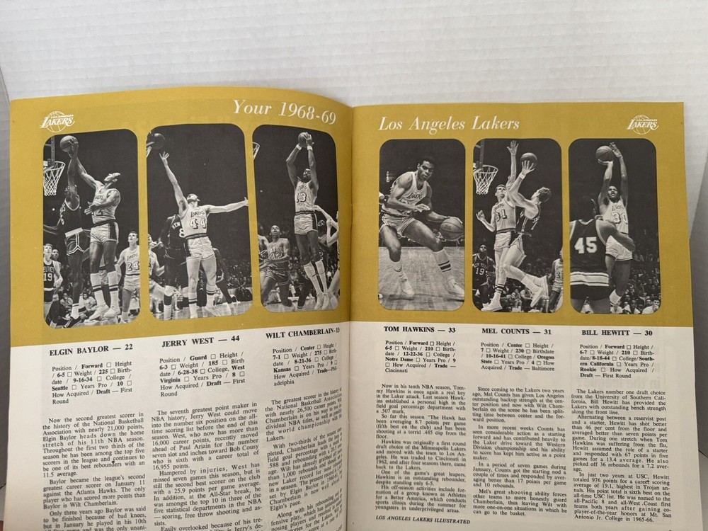 NBA Finals Celtics at Lakers Basketball Program 1969 Great Condition