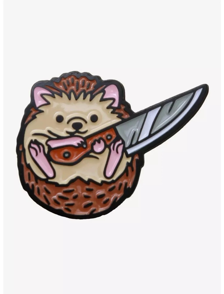 Hedgehog With Knife Enamel Pin