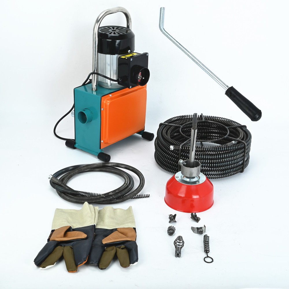 800W Drain Cleaner Machine Pipe Dredger Electric Plumbing Sewerage Pipe 16m