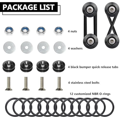 Universal Bumper Clips - Front Rear Quick Release Kit - 2 Set - Black