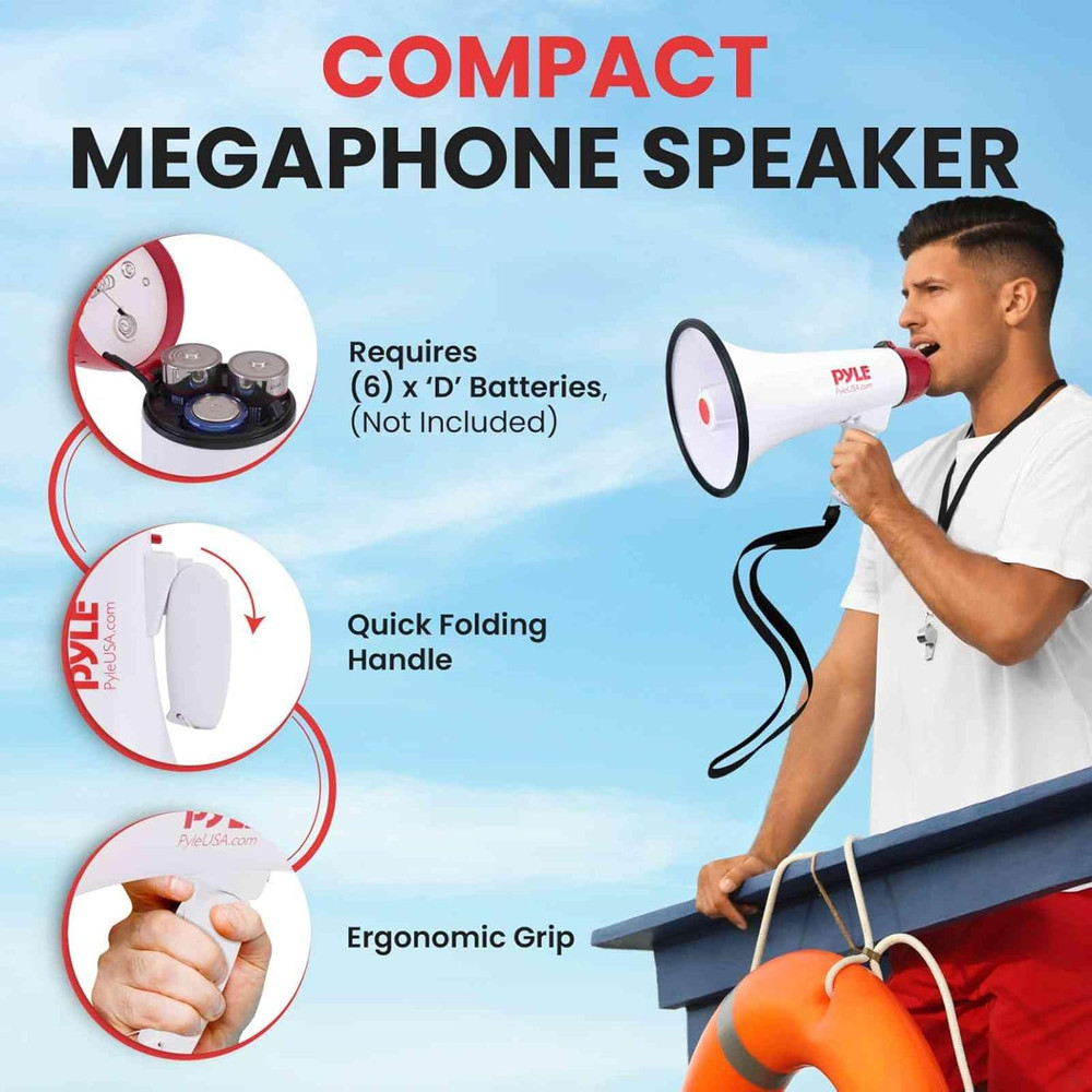 40 Watt Professional Megaphone Clear Sound & Ergonomic Grip - Multi-Function wit