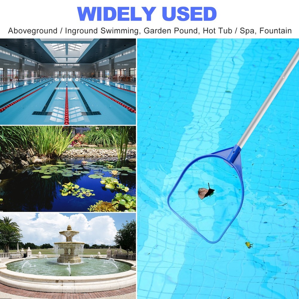 Five-Section Pool Leaf Skimmer Rake - Pop Buckle Mesh for Pool Spa Pond Cleaning