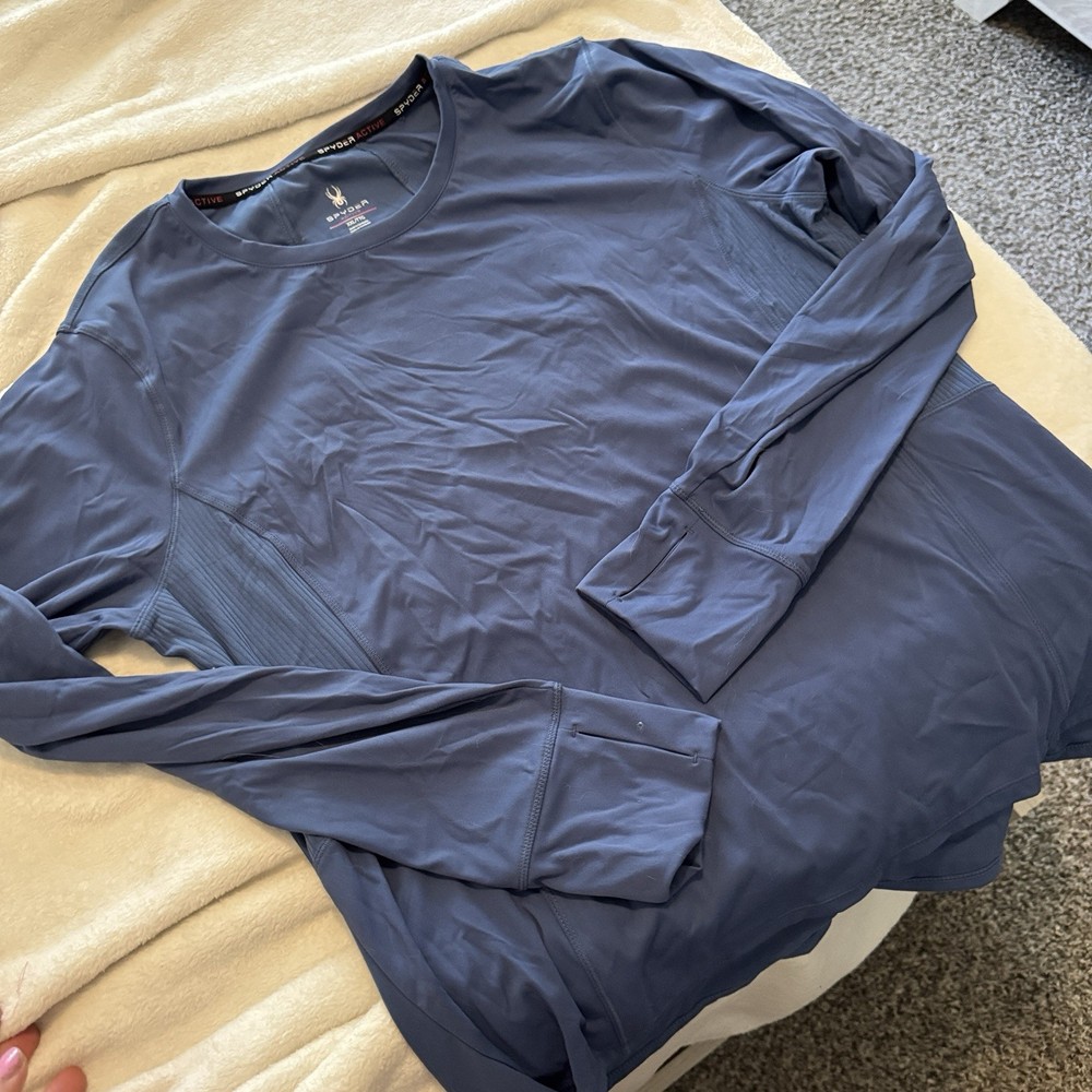 Spyder Active Blue Long Sleeve Athletic Fit Polyester Pullover Men's XXL