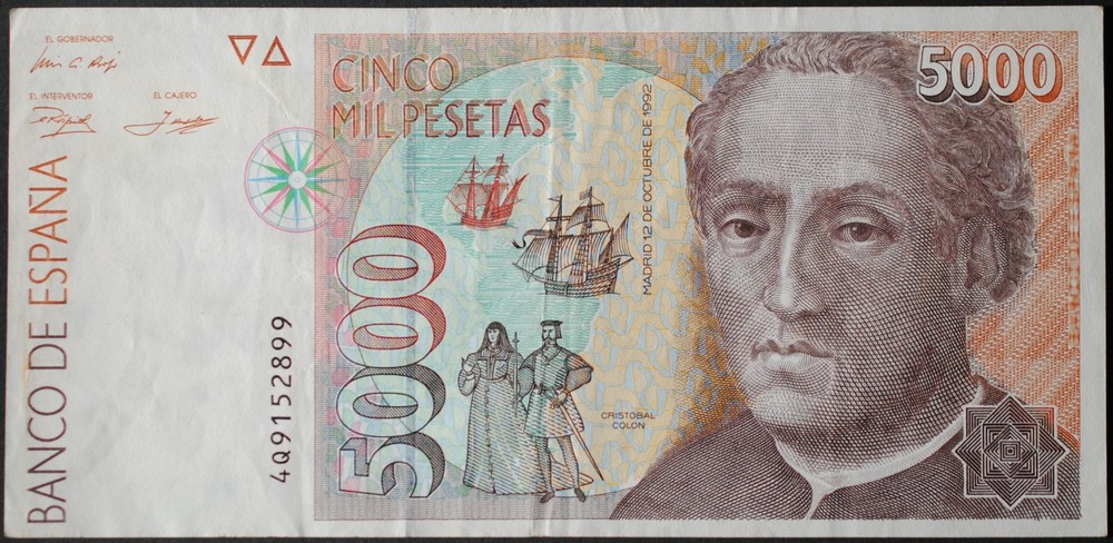 Spain P165 5000 Pesetas VF