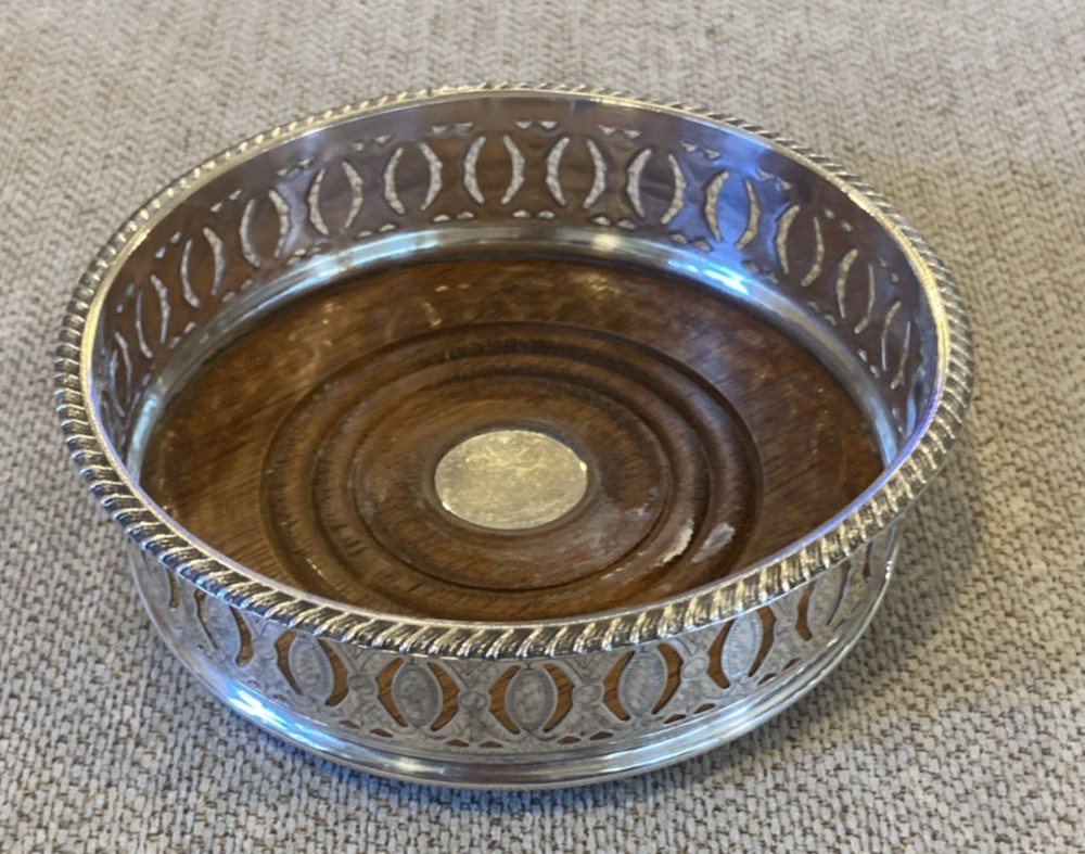 Silver Plated Wine Coaster Caddy - 5" wide