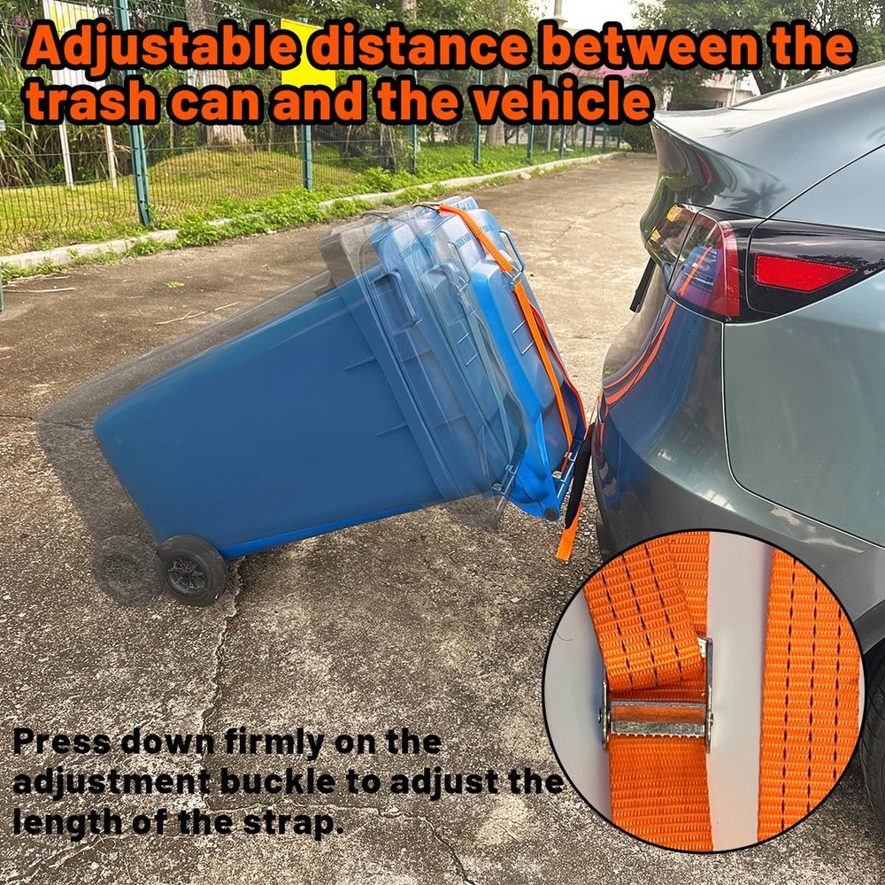 【No-Hitch】 Trash Can Hauler Strap – Heavy-Duty Polyester Tra