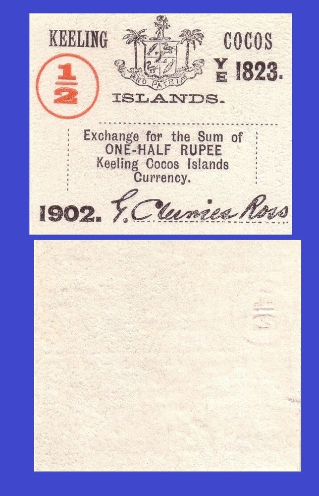 KEELING  COCOS ISLANDS  0,5  rupee 1902 *  Copy