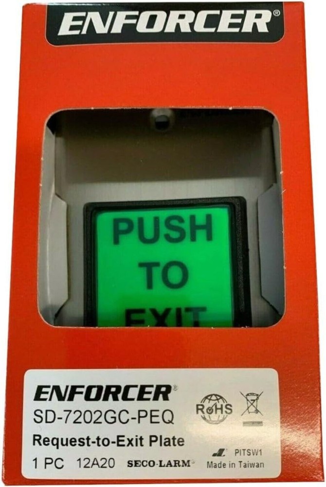 Seco-Larm SD-7202GC-PEQ Square Illuminated Pushbutton Request-to-Exit Plate