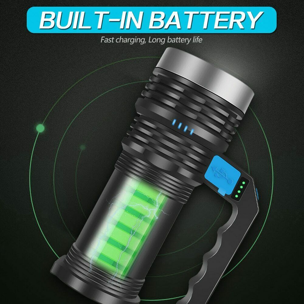 Rechargeable LED Torch with 4 Modes - Waterproof, Compact & Bright Light Source