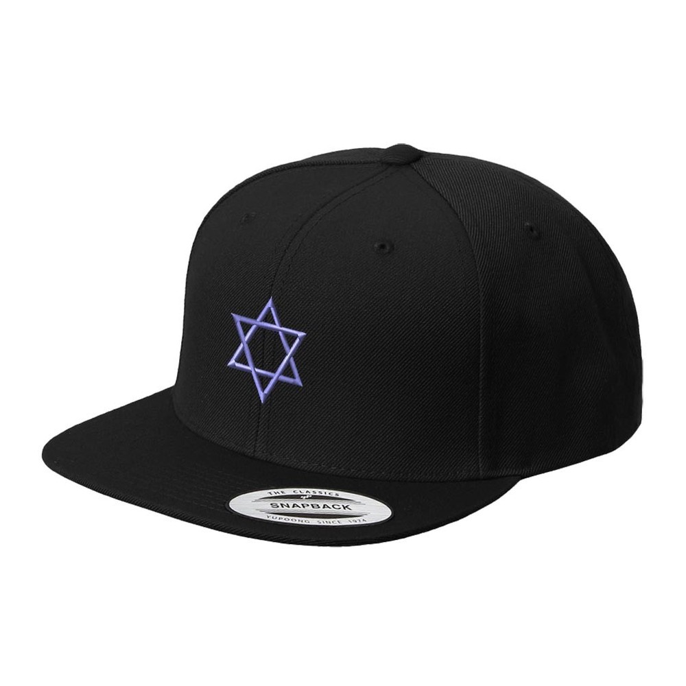 Star Of David Blue Embroidered Flat Visor Snapback Hat