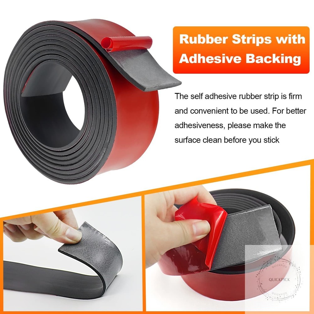 Neoprene Rubber Strips, Self Adhesive Solid Rubber Sheets Rolls for Pads, Crafts