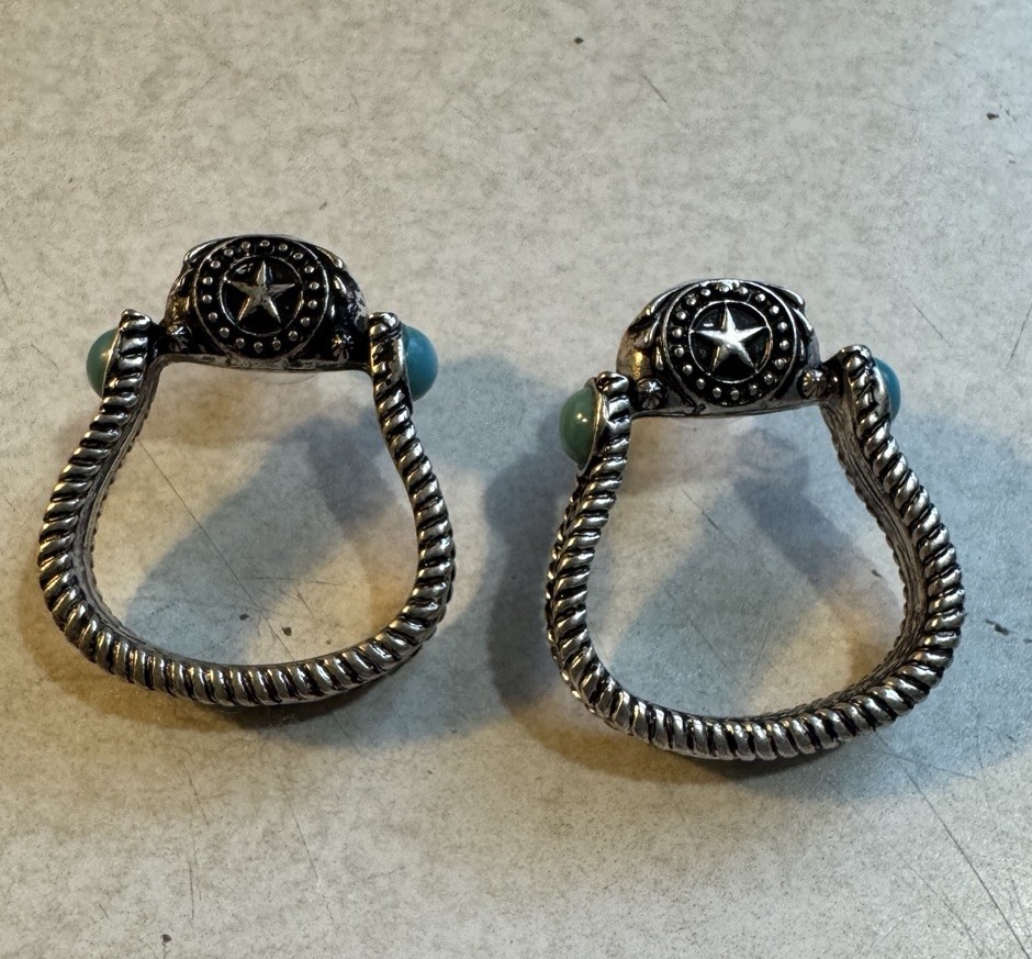Silver Turquoise Stirrup Earrings