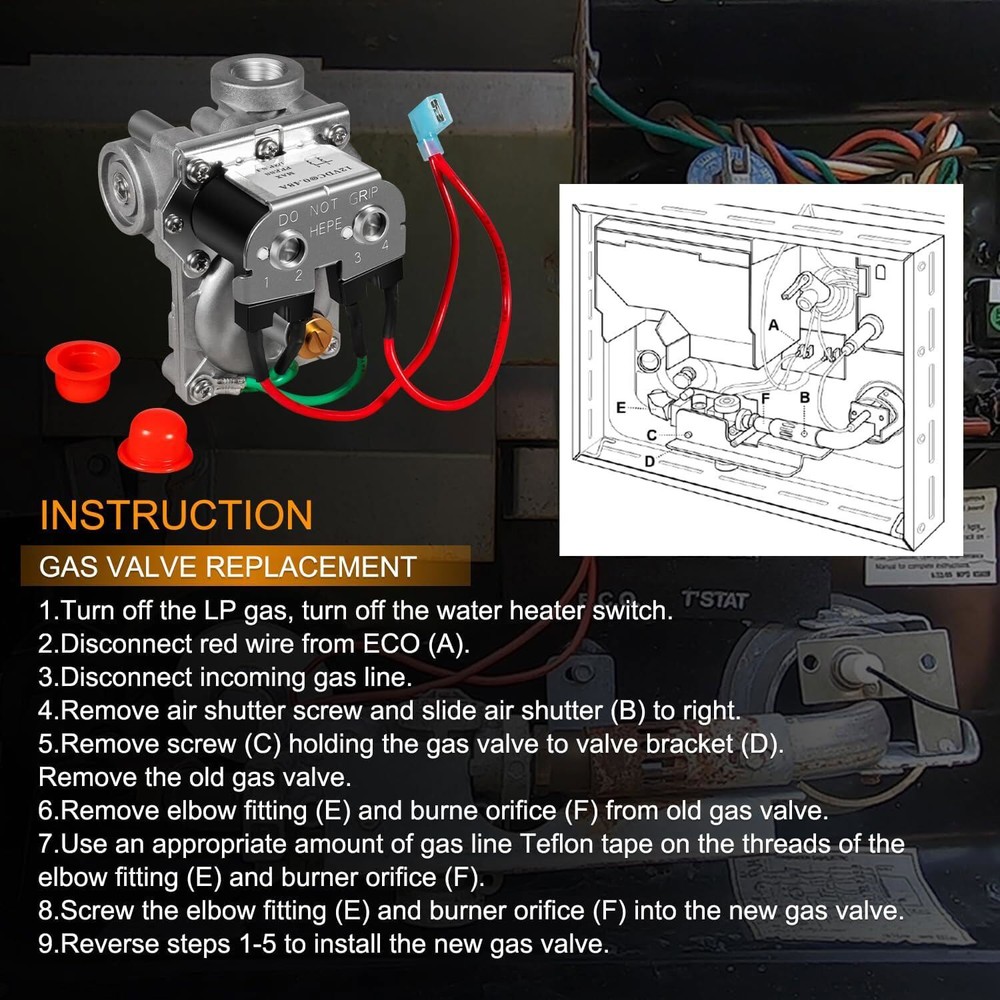RV Water Heater Solenoid Gas Valve Fit Atwood 6 & 10 Gallon 93321 93844 93870 US