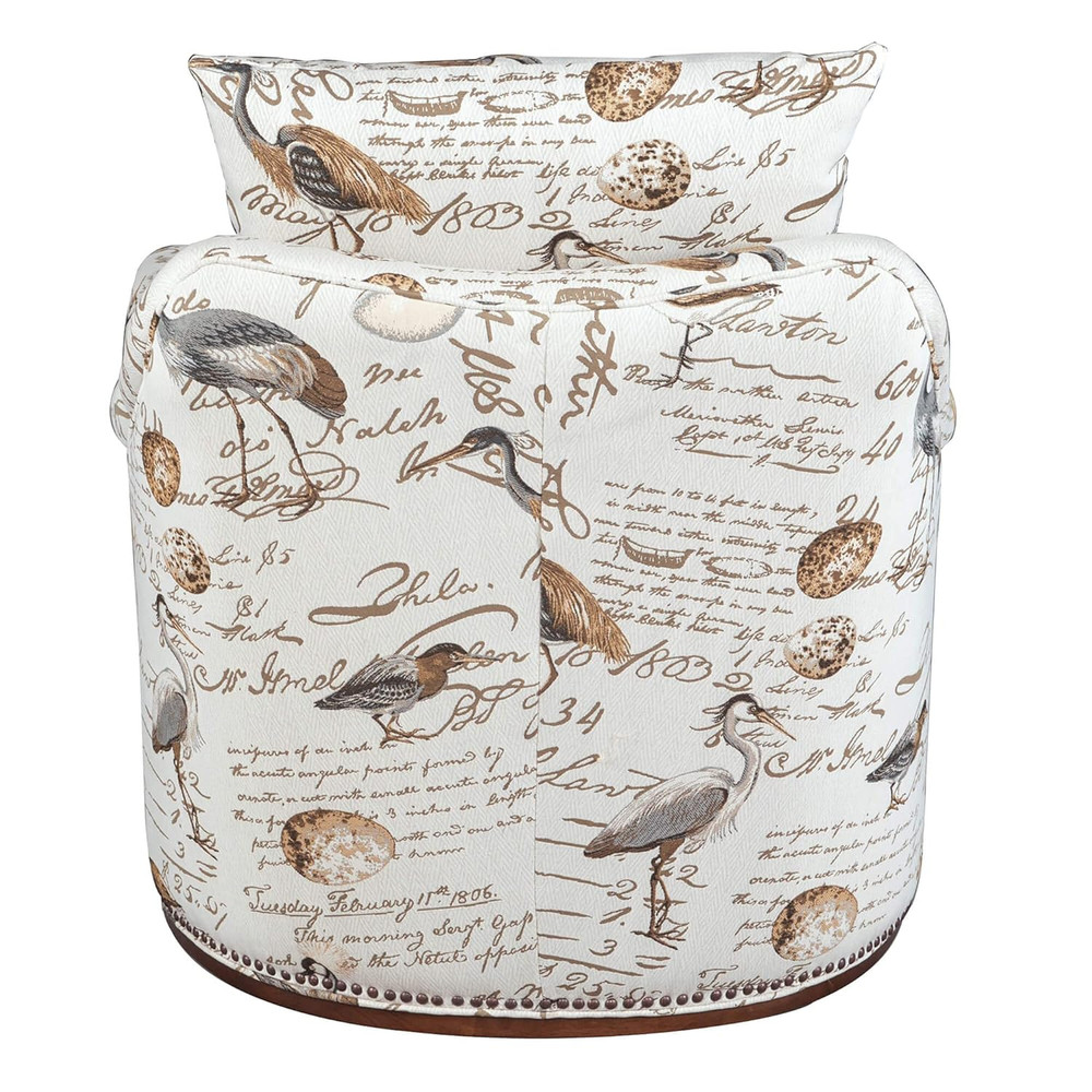 Birdscript Swivel Chair in Cream and Multi-Color Design