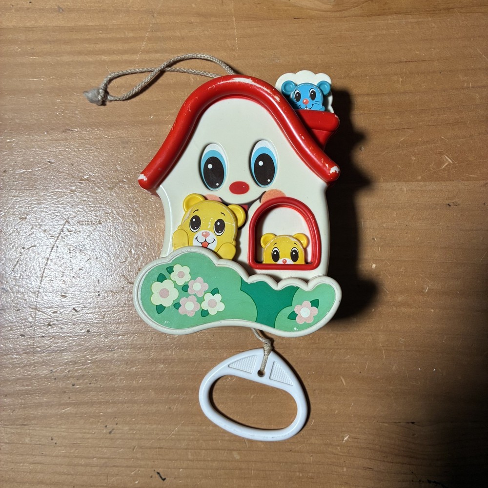 Vintage Kiddycraft Sankyo Musical Fun House Pull String Toy Tested Working