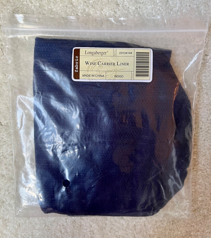 Longaberger Wine Carrier Liner (Indigo) NIB