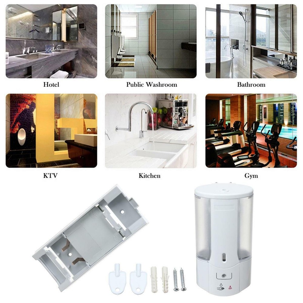 Wall Mounted Automatic Infrared Sensor Hand-Free Soap Dispenser Home Office Scho