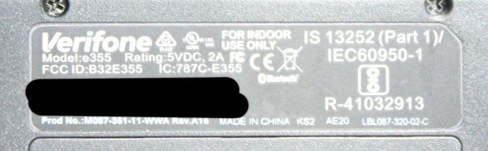 Verifone E355 Black Compact Mobile Bluetooth Smart and NFC Reader Payment Device