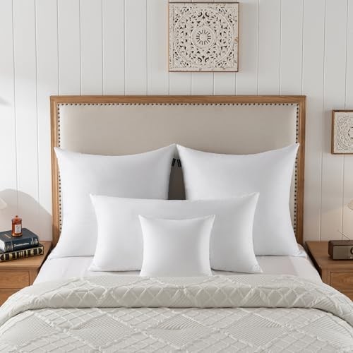 basic home Queen Size Goose Feather & Down Bed Pillow - 100% Odorless 20x28